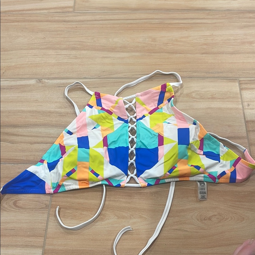 PINK Victoria's Secret Pink and Blue Bikini Top Swim